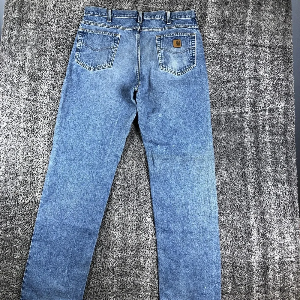 Carhartt Jeans Mens 36x34 Blue Relaxed Fit Straight Leg Denim Light Wash Casual